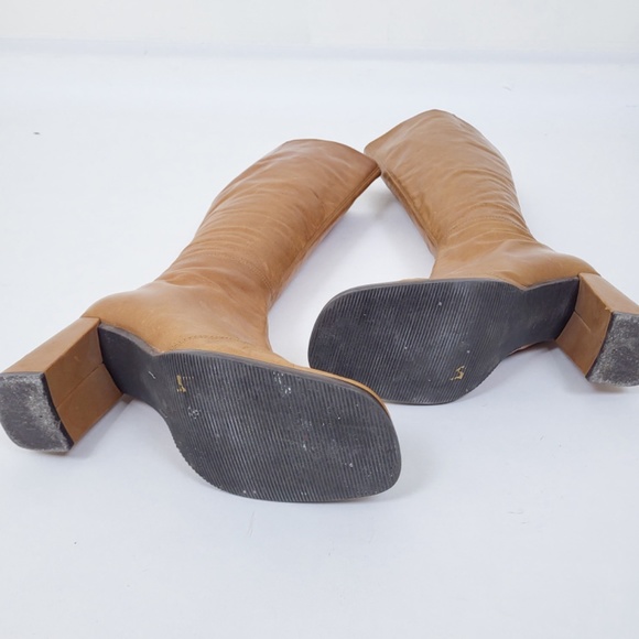 90's Aldo Square Toe Boots block heel chunky fitted tight side zipper calf - Picture 11 of 15